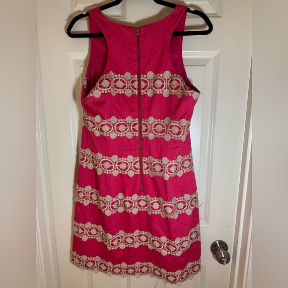 Lilly Pulitzer Augusta Anchor Print Jacquard‎ Lace Trim Shift Dress Size 8 - Picture 6 of 14